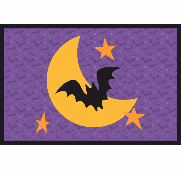 Store enrouleur violet nappe lune étoiles et chauve-souris - TenStickers