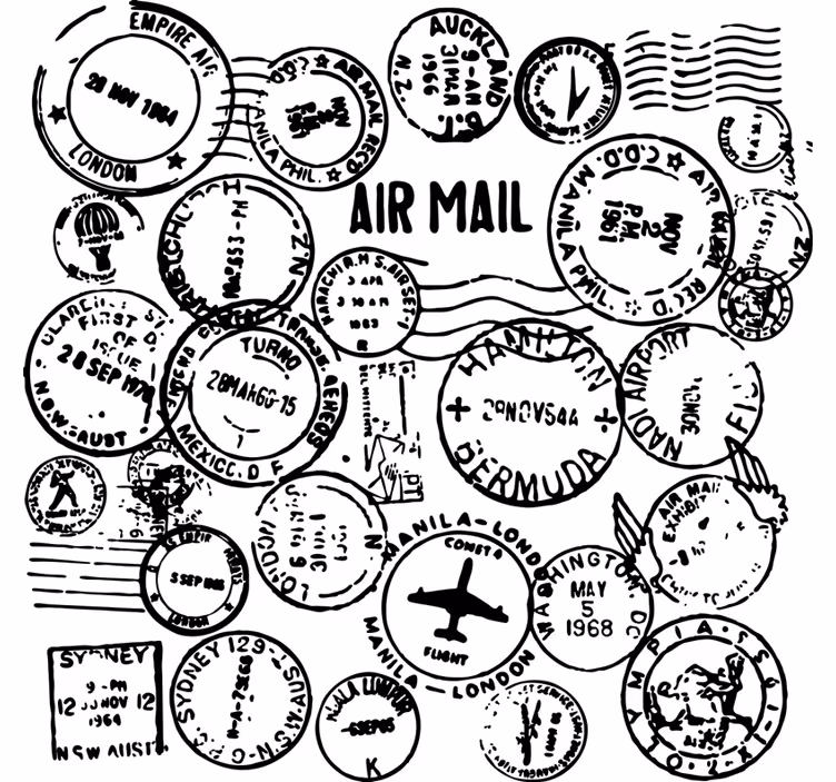 Store enrouleur bureaux motifs de timbres de passeport - TenStickers