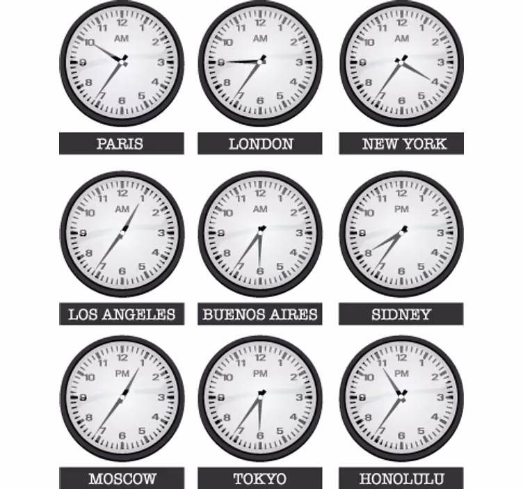 Store enrouleur bureaux horaires du monde décoratif - TenStickers
