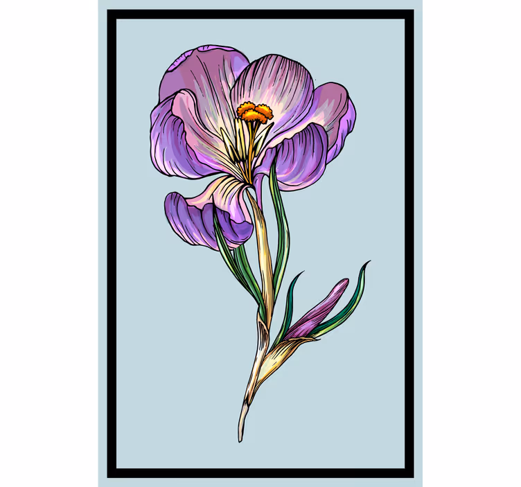 Store enrouleur salon dessin doux crocus bleu - TenStickers