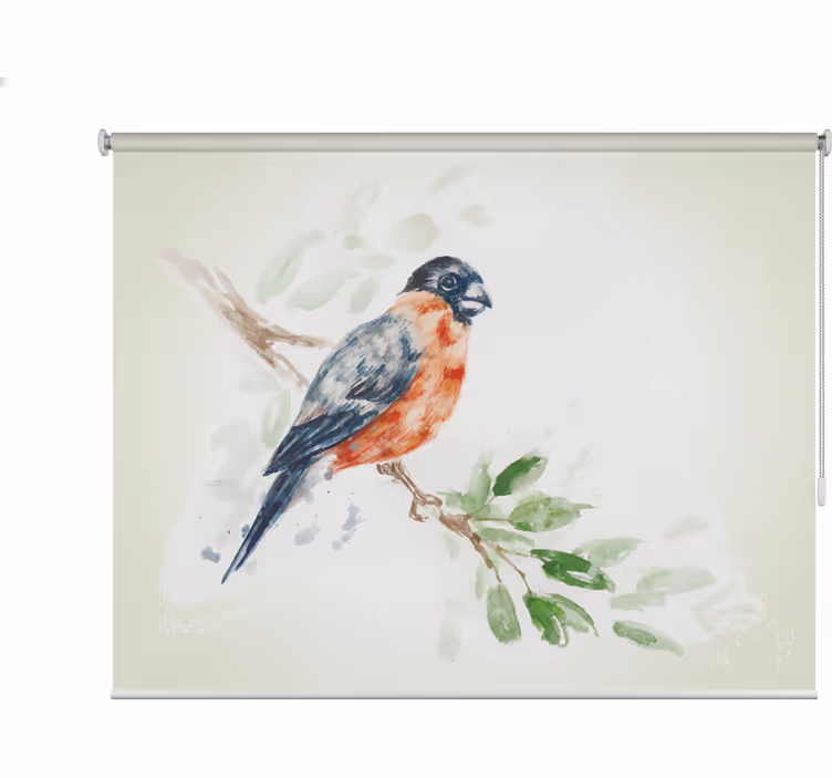 Store enrouleur salon peinture pastel oiseau branche - TenStickers