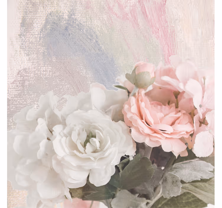 Store enrouleur salon fleurs blanches et roses style vintage - TenStickers