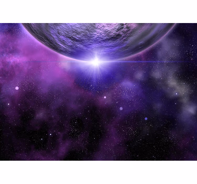 Store enrouleur chambre espace violet avec planète - TenStickers