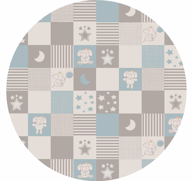 Store enrouleur chambre carreaux nordiques bleus éléphants - TenStickers