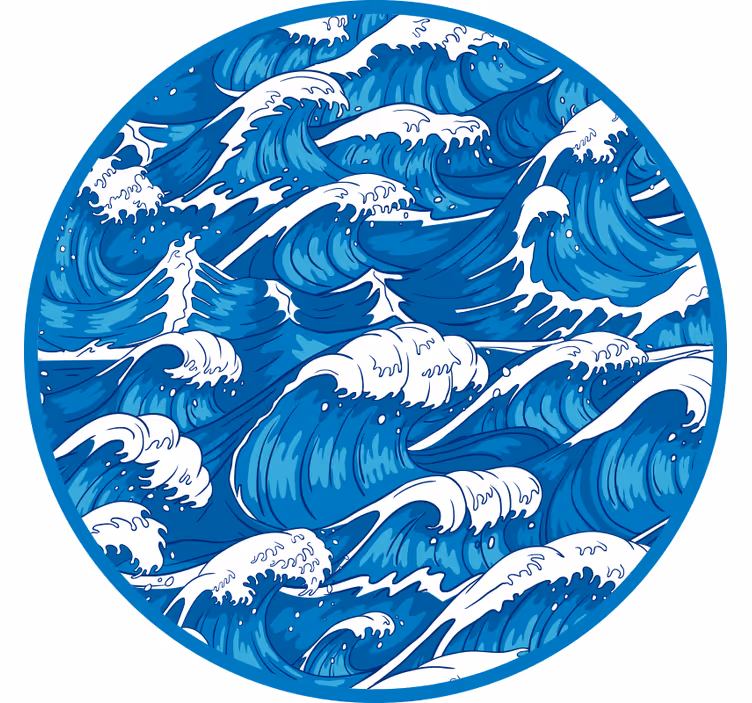 Store enrouleur chambre vagues japonaises - TenStickers