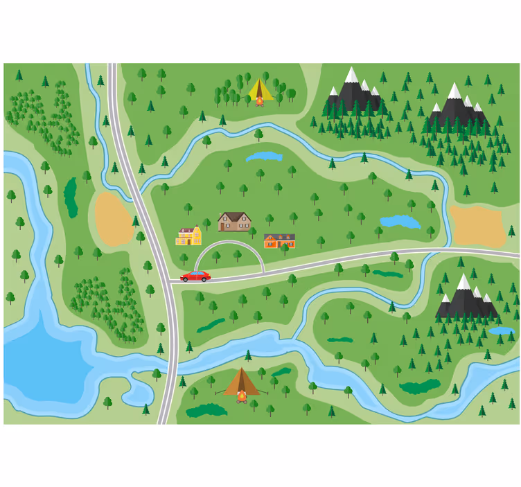 Store enrouleur pour chambre enfant carte routière montagne - TenStickers