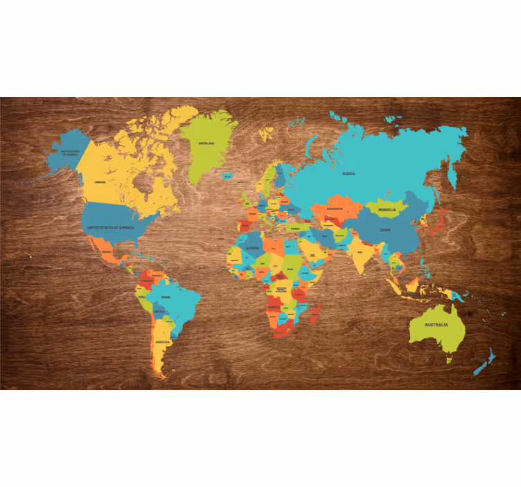 Store enrouleur pour chambre enfant carte du monde triptyque - TenStickers