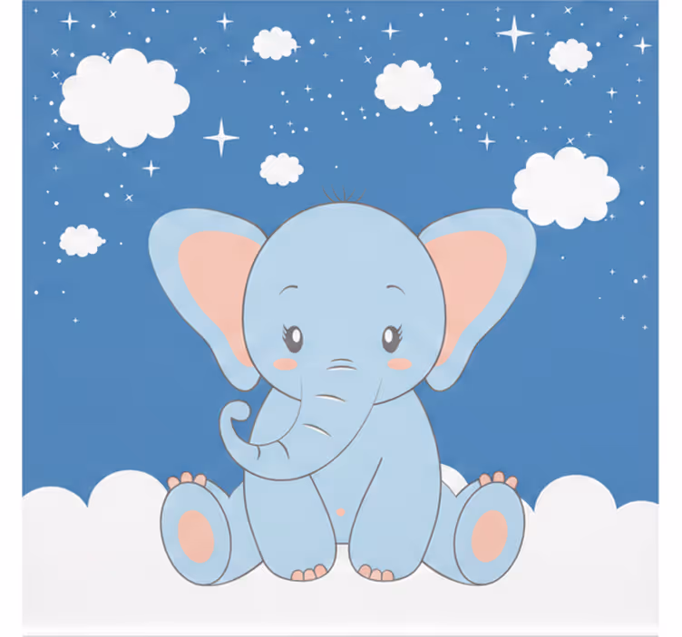 Store enrouleur pour chambre enfant éléphant bleu mignon - TenStickers