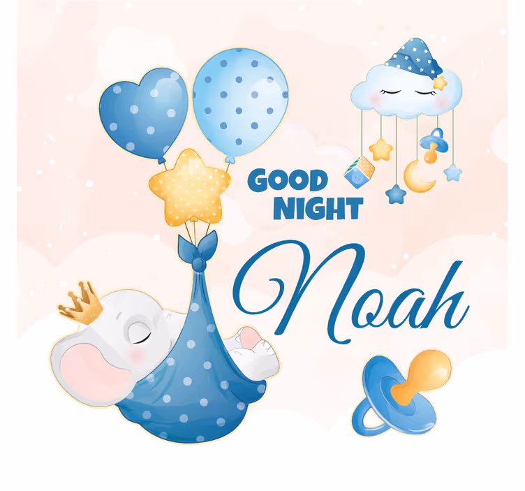 Store enrouleur pour chambre enfant éléphant mignon prénom - TenStickers
