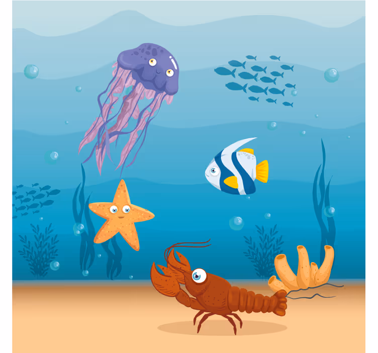 Store enrouleur pour chambre enfant cartoon vie marine - TenStickers
