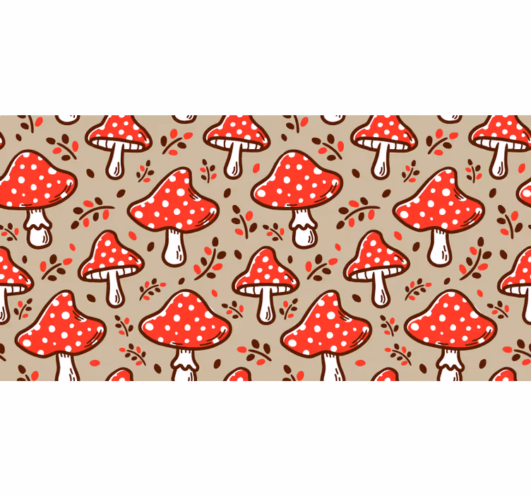 Store enrouleur beige champignons typiques sur fond beige - TenStickers