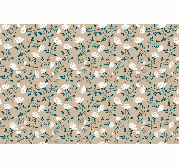Store enrouleur beige motif rose vintage blanc - TenStickers