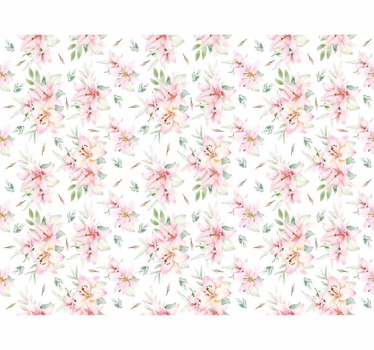 Store enrouleur blanc design floral lys aquarelle - TenStickers