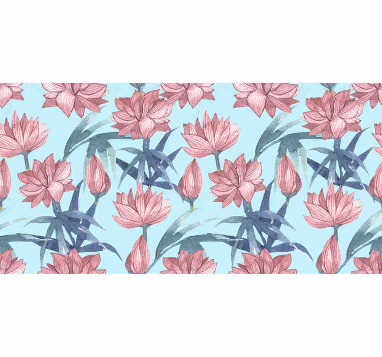 Store enrouleur motif fleur fleurs aquarelle bleues - TenStickers