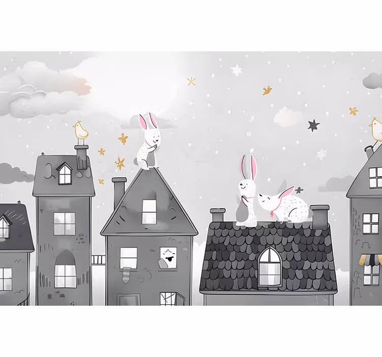 Store enrouleur chambre bébé lapins la nuit - TenStickers