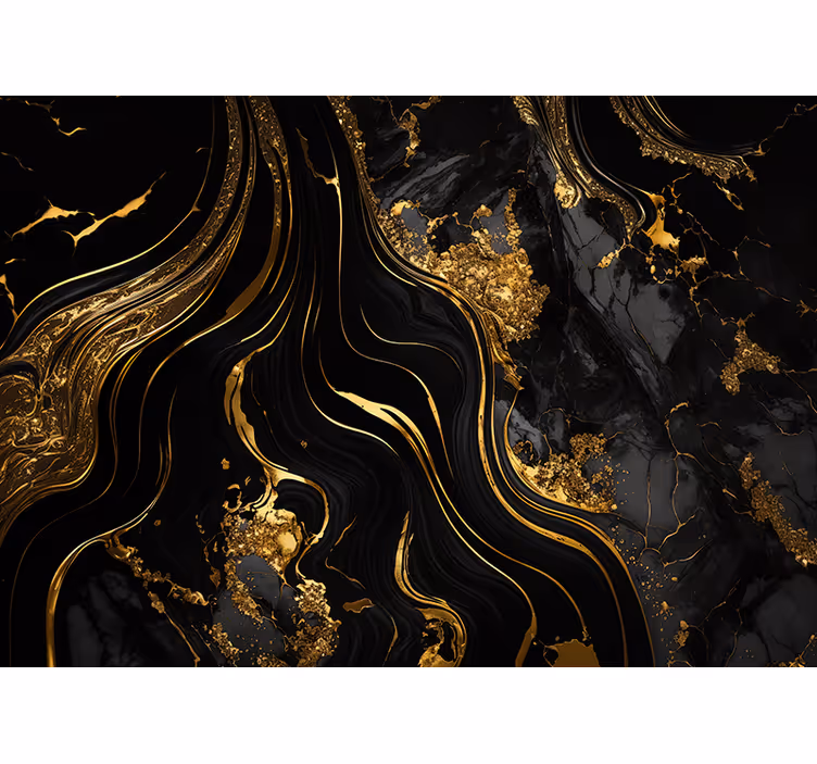 Store enrouleur textures et motifs marbre noir et or - TenStickers
