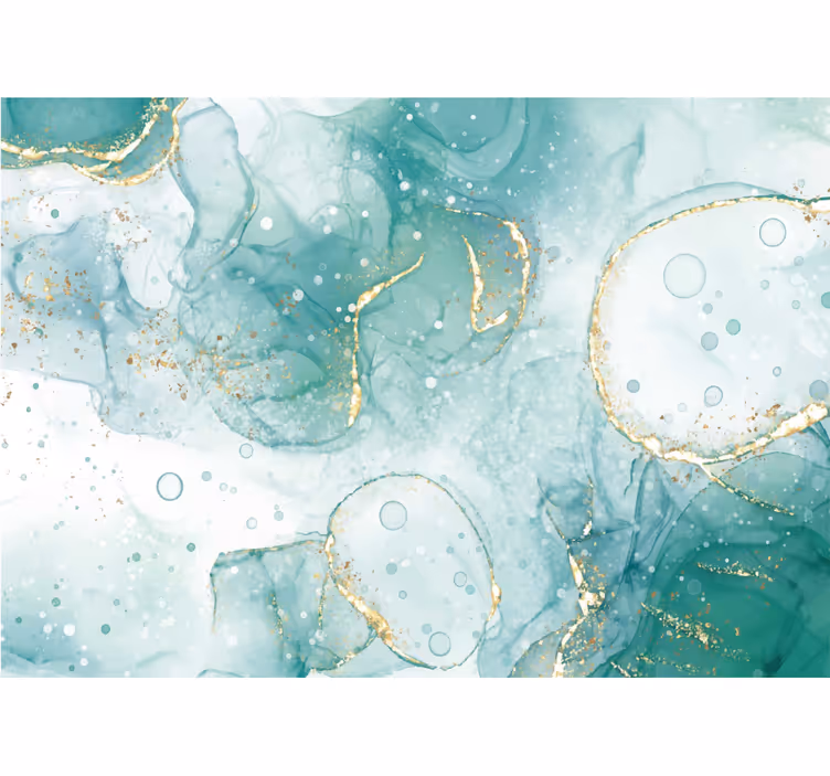 Store enrouleur textures et motifs marbre turquoise et or - TenStickers