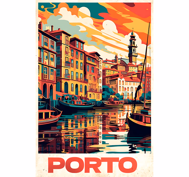 Store enrouleur vintage poster oporto vintage - TenStickers
