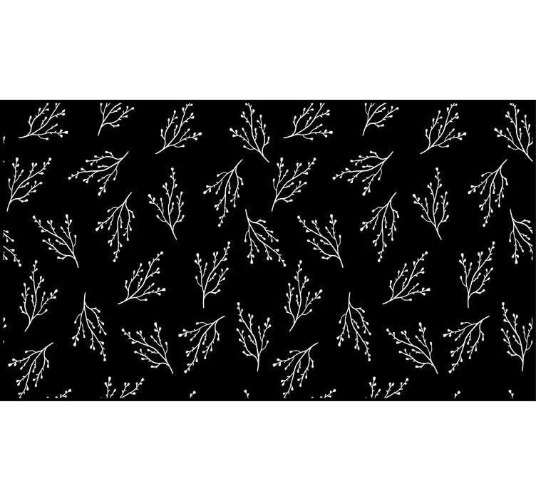Store enrouleur noir branches fines noires et blanches - TenStickers