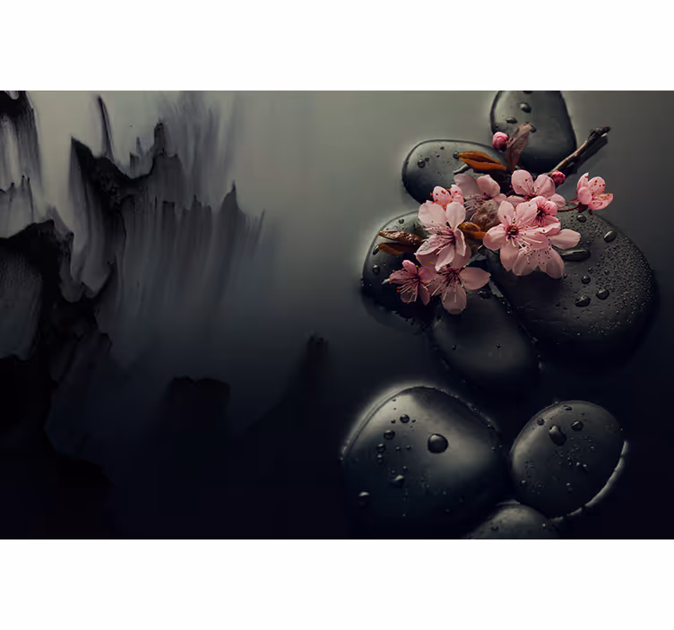 Store enrouleur salle de bain fleurs et pierres zen - TenStickers