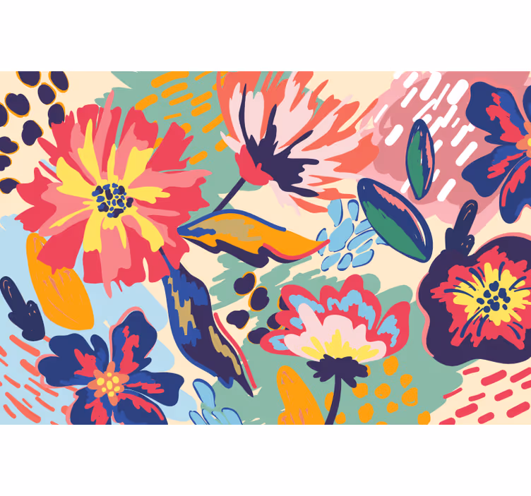 Store enrouleur salle de bain moderne à fleurs peintes - TenStickers