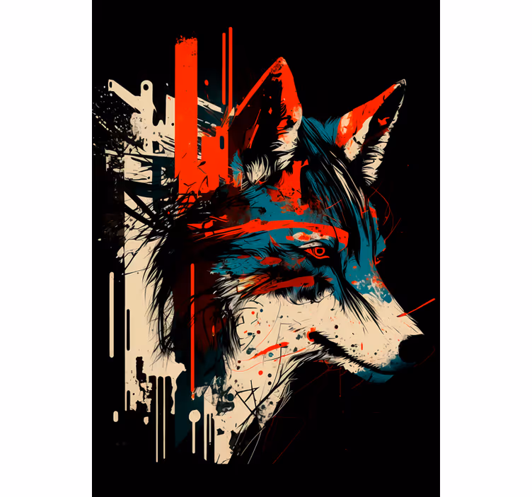 Store enrouleur pour chambre ado loup abstrait - TenStickers