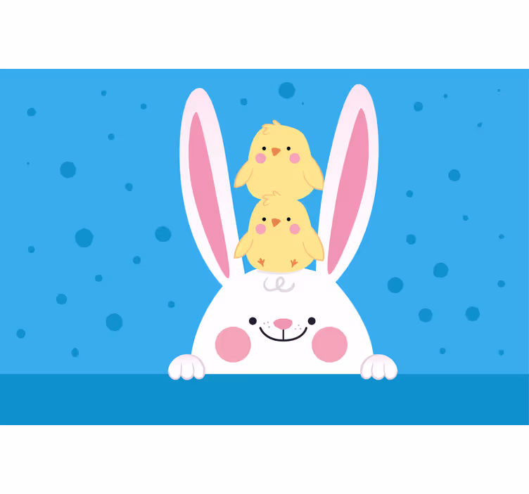 Store enrouleur amusant lapin avec poules - TenStickers