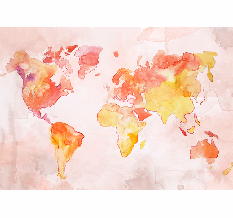 Store enrouleur carte du monde aquarelle pastel - TenStickers