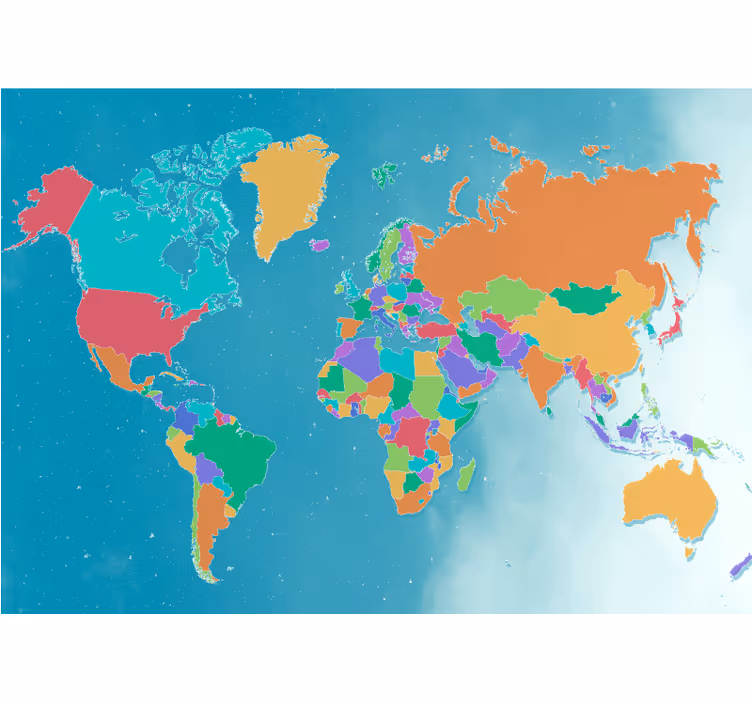 Store enrouleur carte du monde carte politique colorée - TenStickers