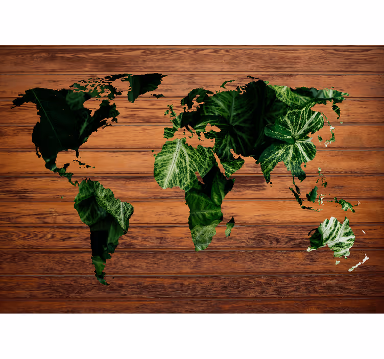 Store enrouleur carte du monde jungle et bois - TenStickers