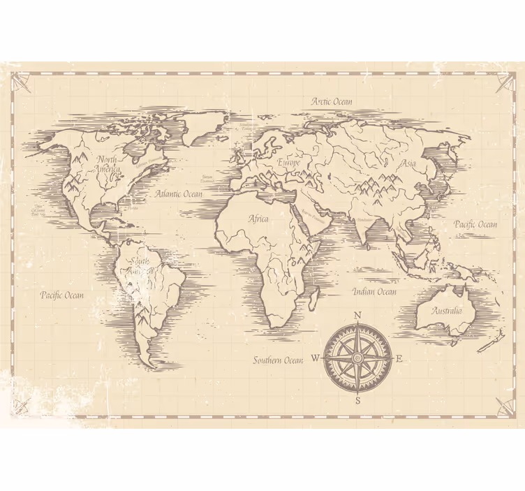 Store enrouleur carte du monde carte du monde vintage - TenStickers