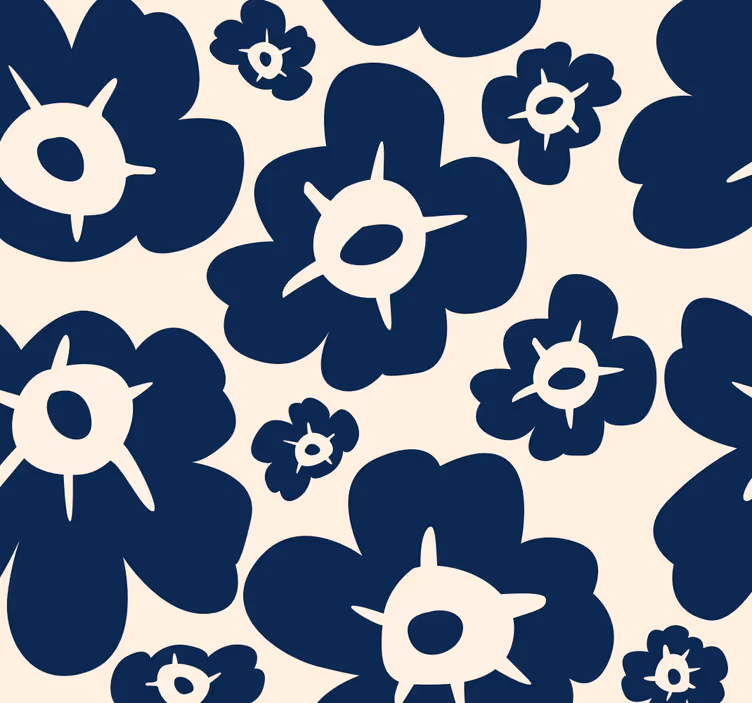 Store enrouleur motif fleur bleu foncé coquelicot - TenStickers