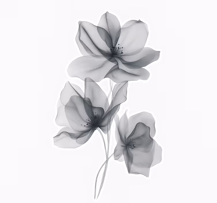 Store enrouleur motif fleur fleurs grises translucides - TenStickers