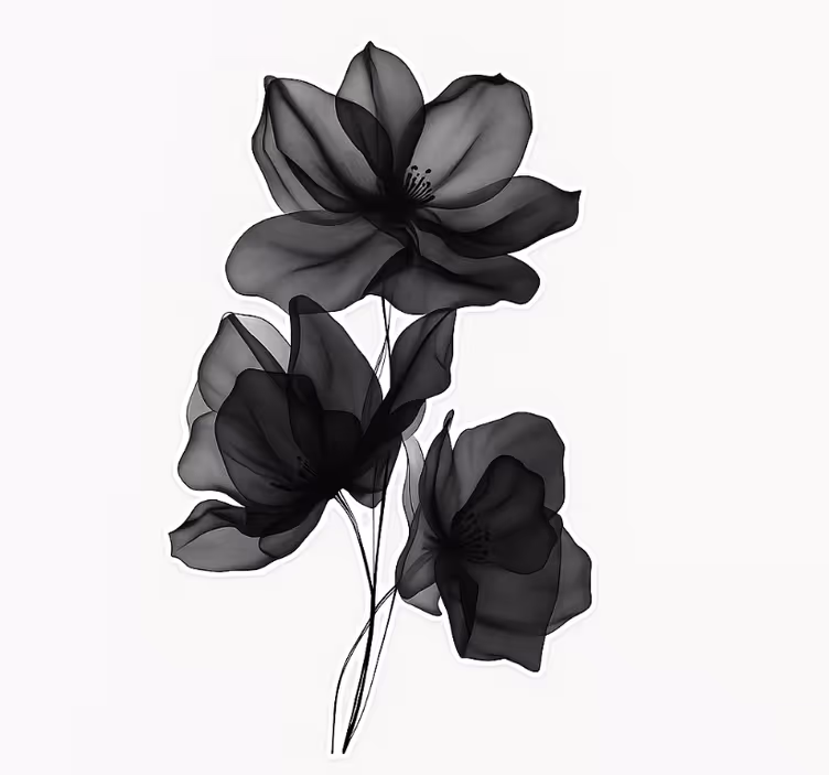 Store enrouleur couple fleurs noires translucides - TenStickers
