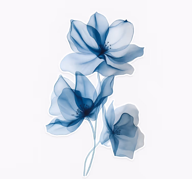 Store enrouleur motif fleur fleurs bleues translucides - TenStickers