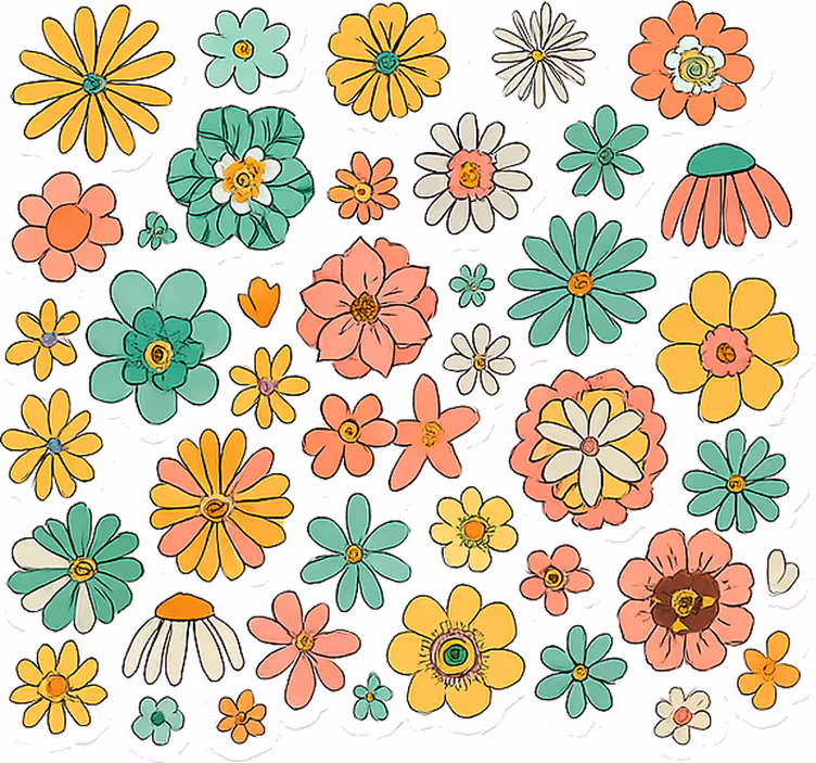 Store enrouleur couple collection florale rétro colorée - TenStickers