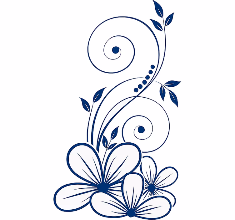 Store enrouleur motif fleur tourbillon floral bleu - TenStickers