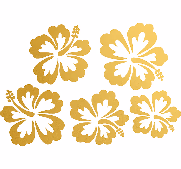 Store enrouleur motif fleur silhouette fleurs d'hibiscus or - TenStickers