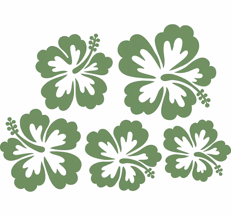 Store enrouleur motif fleur fleurs d'hibiscus vert sauge - TenStickers
