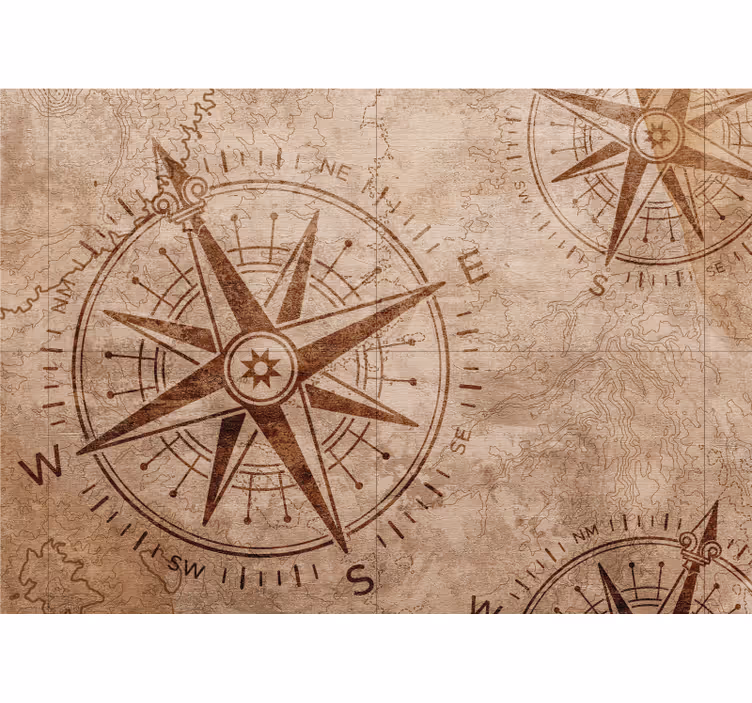 Store enrouleur rustique boussole sur papier ancien - TenStickers