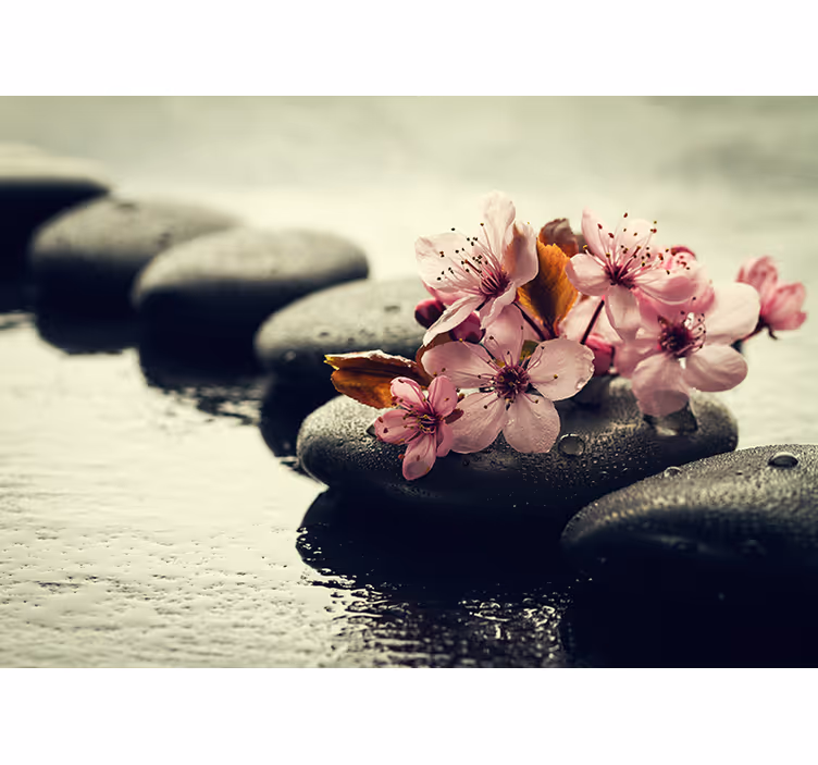 Store enrouleur motif zen sérénité florale galets - TenStickers