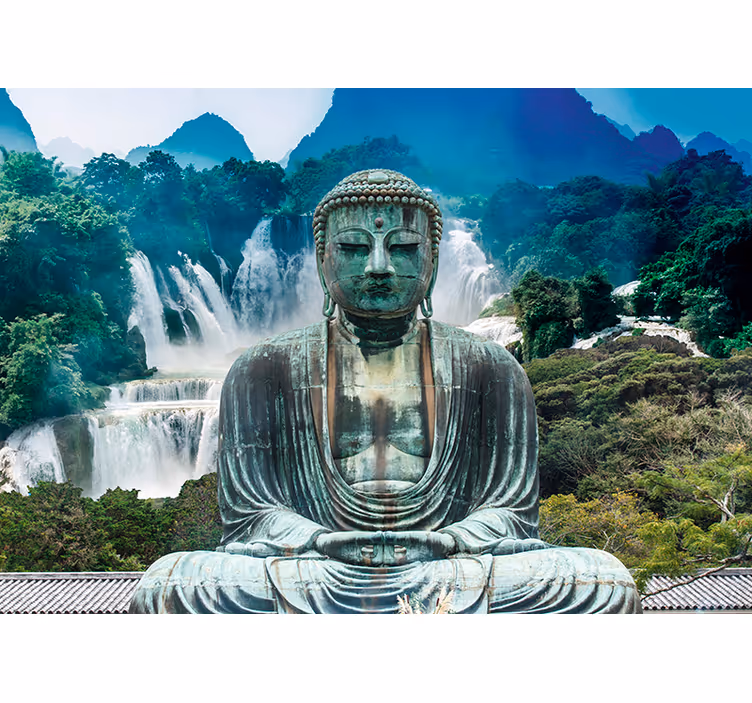 Store enrouleur motif zen cascade de bouddha serein - TenStickers