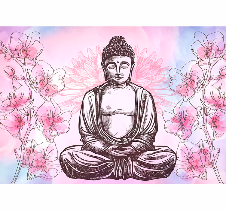 Store enrouleur motif zen harmonie florale bouddha - TenStickers