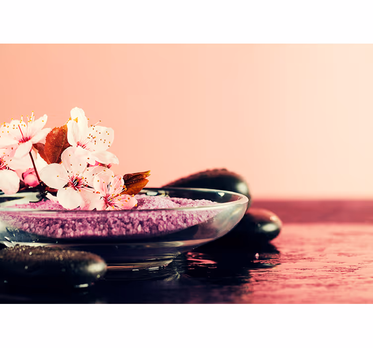 Store enrouleur motif zen fleur d'orchidée en gros plan - TenStickers