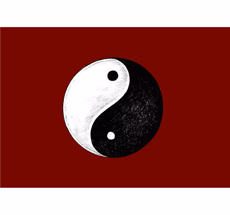 Store enrouleur motif zen mural yin yang fond rouge - TenStickers