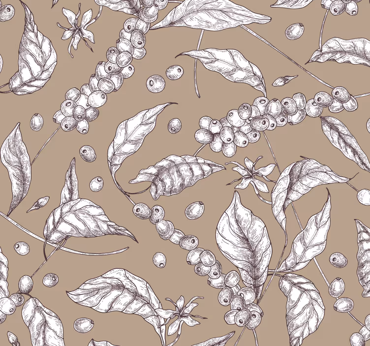 Store enrouleur marron motif plante de café - TenStickers