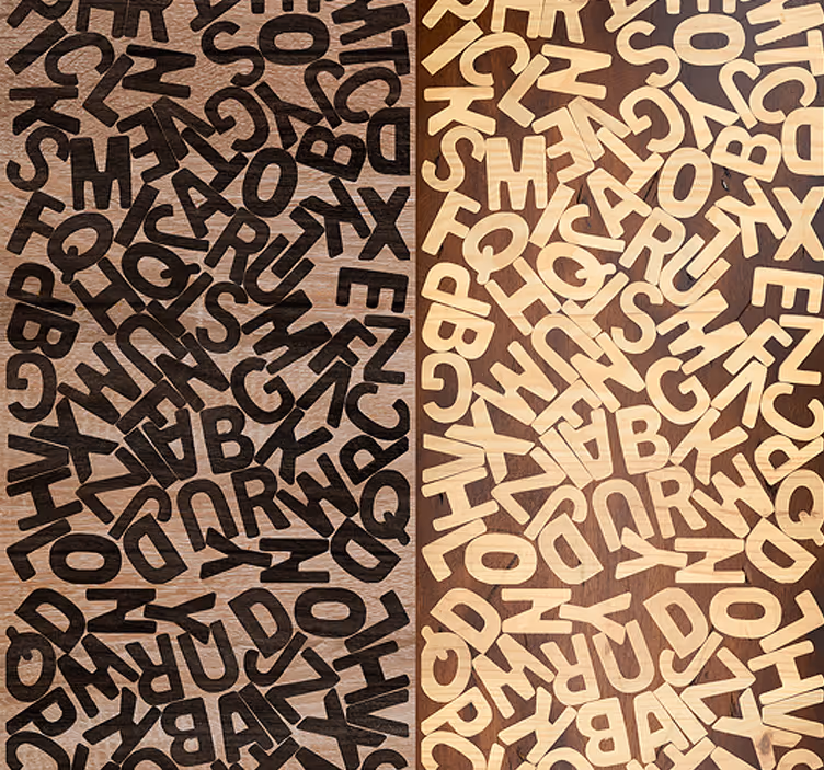 Store enrouleur marron motif typographique alphabet - TenStickers