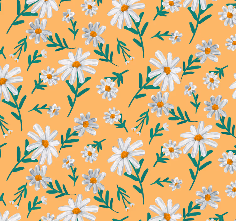 Store enrouleur orange fleurs de marguerite fond jaune - TenStickers