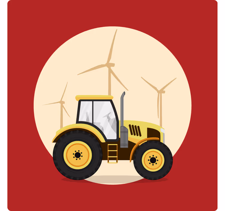 Store enrouleur rouge tracteur jaune et rouge - TenStickers