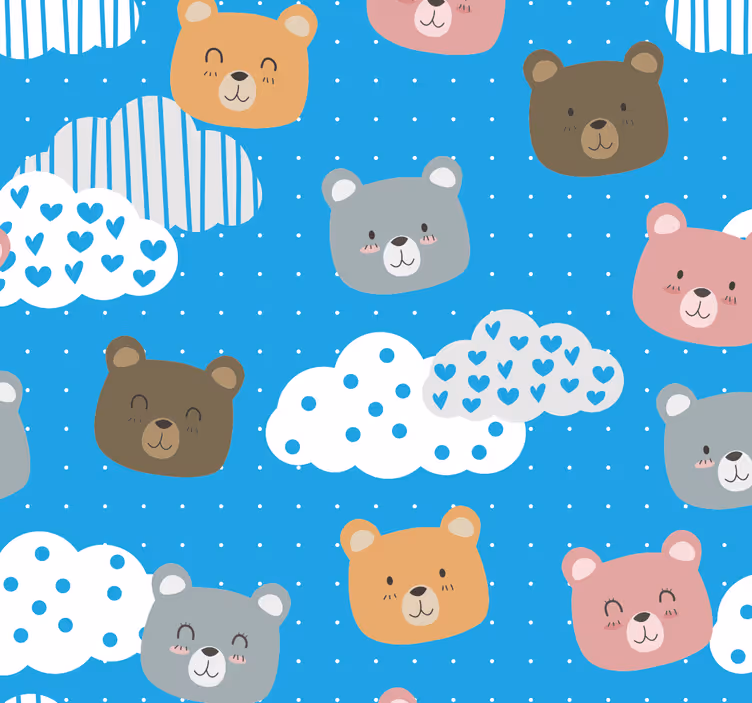Store enrouleur chambre bébé ours minimaliste sourire bleu - TenStickers